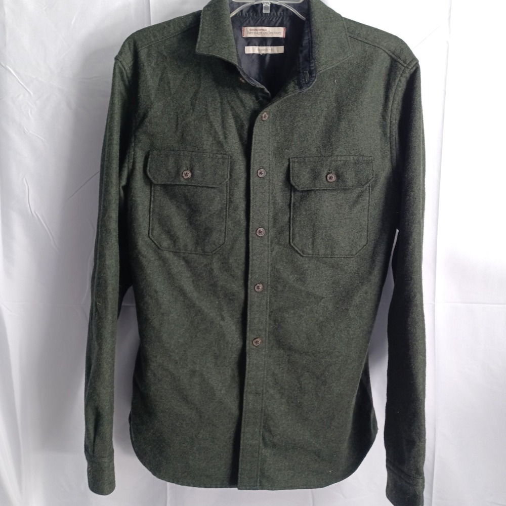 Banana Republic Heritage Collection Camden Fit Wool Blend Shirt Green Men Medium